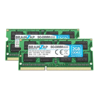 Zdjęcie produktu dla BRAINZAP 4GB (2x2GB) DDR3 1333MHz PC3L-10600S SO-DIMM CL9 2Rx8 1.35V, pamięć RAM bez bufora, nieekorowana, przeznaczona do laptopów i notebooków. Moduł pamięci