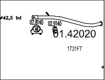 Produktbild von MTS Abgasrohr Auspuffrohr passend für PEUGEOT 206 Schrägheck (2A/C) Hinten 01.42020