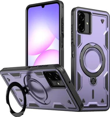 Produktbild von Dual Layer Hülle für Samsung Galaxy A07 5G/4G mit Ring Ständer Magnetisch Stoßfest Handyhülle Lila