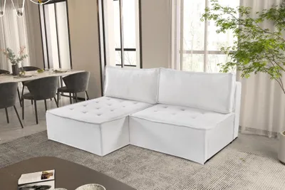 Produktbild von Ecksofa Schlafsofa AMALIA Stoff Raven Weiß Ottomane Links