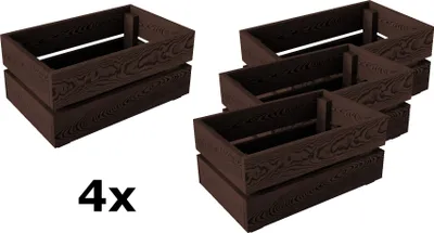 Produktbild von Lermowood Holzkisten 4x Box0421 25 x 40 x 19cm Palisander | Dekokisten aus Holz Massive Holzkiste Regalkiste Weinkiste