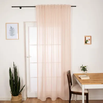 Produktbild von Gardinenstoff Meterware mit Bleiband und Bouclé Streifen rosa 3m Höhe