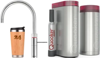 Produktbild von »QUOOKER FUSION ROUND Festauslauf Chrom COMBI B mit CUBE 2 *Der Wasserhahn, der alles kann! (22FRCHRCUBE)« (2-St) 100°C Kochendwasserhahn