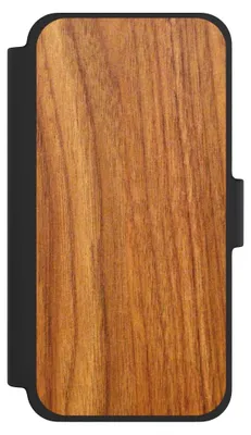 Produktbild von NIVOCASE Klapphülle für Apple iPhone 12 mini  Handyhülle aus Kunst Leder NIVOflip schwarz Holz Holzoptik Lärche