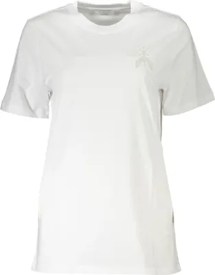 Produktbild von Damen Kurzarm T-Shirt aus Baumwolle mit Stickerei in Weiß