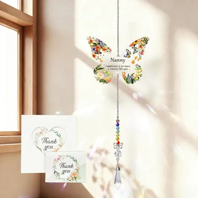 Acryl-Suncatcher mit Schmetterling und Regenbogenprisma