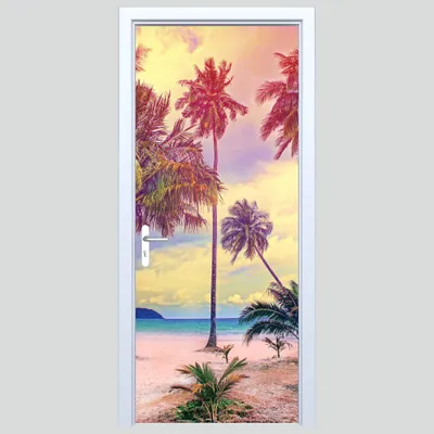 Produktbild von Stofftüraufkleber Insel mit Palmen 246D