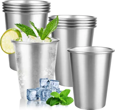 Immagine prodotto di tazza impilabile in acciaio inox da 350 ml per il campeggio - Tazza da viaggio senza BPA (10 pezzi)