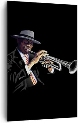Produktbild von Bild auf Leinwand - Leinwandbild - Einteilig - Jazz Musik Musiker - 80x120cm - Wand Bild - Wanddeko - Wandbilder - Leinwanddruck - Wanddekoration - Leinwand bilder - Wandbild - PA80x120-3588