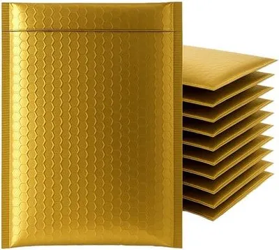 Image de Enveloppes d'expédition pour services de messagerie, métalliques, 320 x 450 mm, couleur or, 50 pièces