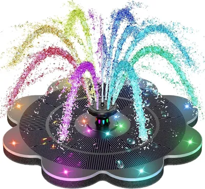 Produktbild von LED Solar Springbrunnen, Solar Pumpe, Solar Teichpumpe, Wasserpumpe, Solar Schwimmender, 14 Bunte Lichter, 7 Effekte, für Garten, Vogel-Bad, Teich