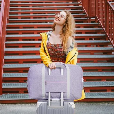 Produktbild von Famanu Handgepäcktasche Lila - Faltbare Reisetasche für Damen