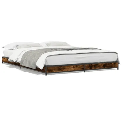 Produktbild von vidaXL Bettgestell Räuchereiche 120x200 cm Holzwerkstoff und Metall