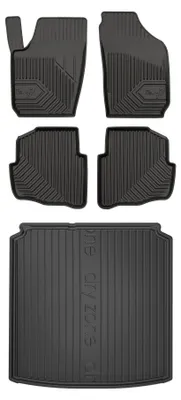 Productafbeelding van Rubberen automatten + kofferbakmat voor Skoda Fabia I 1999-2008 (stationwagen) – 5-delig, zwart, op maat – Wielganizator