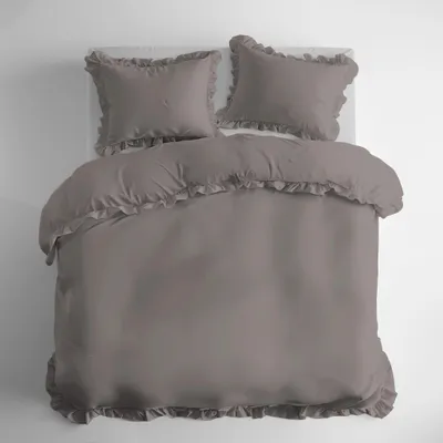 Immagine prodotto di Detexpol Biancheria da letto in cotone 160x200 grigio scuro monocromo con volant Pure 23