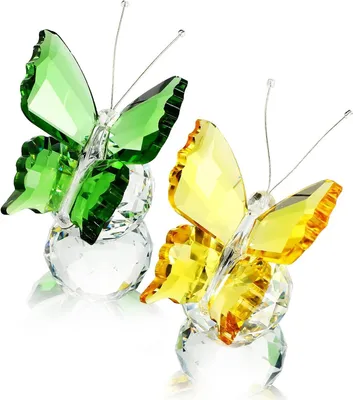 Productafbeelding van Kristallen Vlinder Beeldje - Glazen Ornament Vlinder - Huis Decoratie - Handgemaakt K9 Kristal - 2 stuks - Transparant