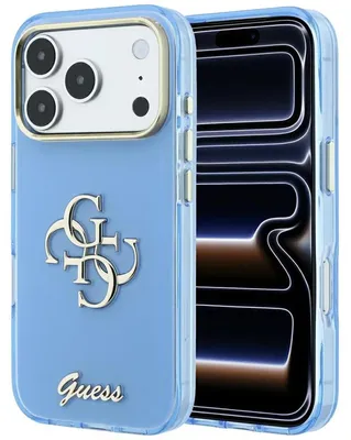 Obrázok produktu pre Kovový obal Guess IML 4G Script pre iPhone 18 Pro Max / 17 Pro Max, svetlomodrej farby