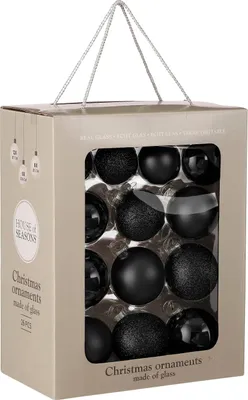 Obrázek produktu pro Slídové ozdoby na vánoční stromeček - sada 26 kusů - Ø7 cm - černá