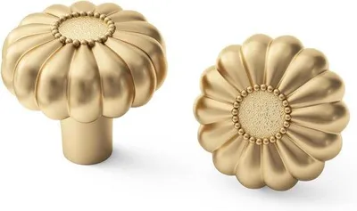 Immagine prodotto di 6 pomelli dorati per cassetti in ottone vintage