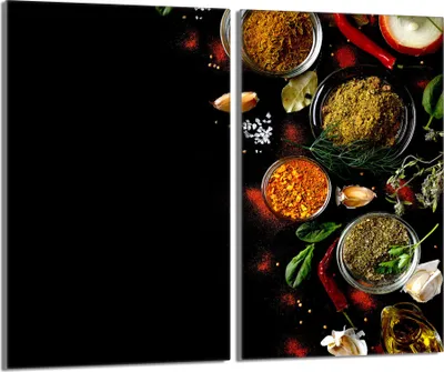 Image de Plaques de recouvrement pour cuisinière 2 pièces 30x52 Couvercle pour plaque vitrocéramique, verre, épices multicolore