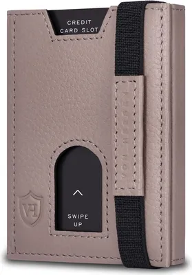 Produktbild von Slim Wallet mit XL Münzfach & RFID-Schutz - Leder Geldbeutel - Mini Geldbörse für Herren und Damen - Kartenetui Echtleder Karten Portemonnaie klein