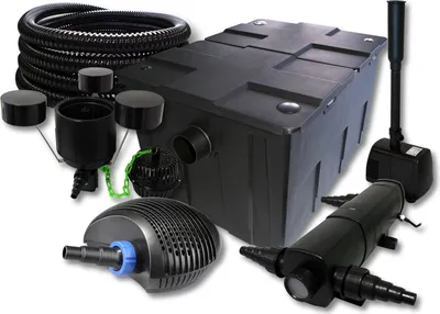Zdjęcie produktu dla Kompletny zestaw SunSun: filtr do oczka wodnego CBF-550 do 60000 l, pompa do oczka wodnego CTF-6000 6000 l/h 40 W, osadnik do oczka wodnego CUV-218 18 W, wąż do oczka wodnego 25 m 25 mm, skimmer CSP-250 2500 l/h 45 W, fontanna HJ-943 800 l/h 16 W