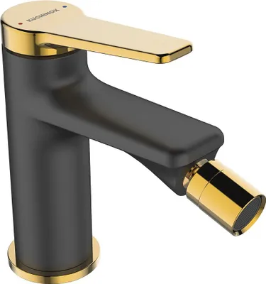 Imagen del producto de ALANIS: Grifo de bidé de pie, color negro dorado, con tapón