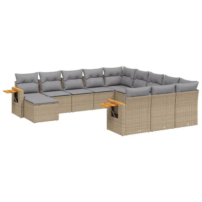 Produktbild von vidaXL 11-tlg. Garten-Sofagarnitur mit Kissen Beige Poly Rattan