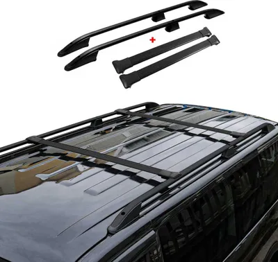 Produktbild von Dachreling + Dachträger für VW T5 T6 Transporter L1 Kurzer Aluminium Schwarz 4x