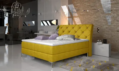 Produktbild von Designer Bett Schlafzimmer Betten Textil Hotel Polster Chesterfield Boxspring