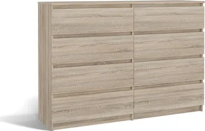 Produktbild von Moderne große Kommode MALWA M8 140 mit 8 Schubladen – Griffloses Design | Farbe: Sonoma-Eiche