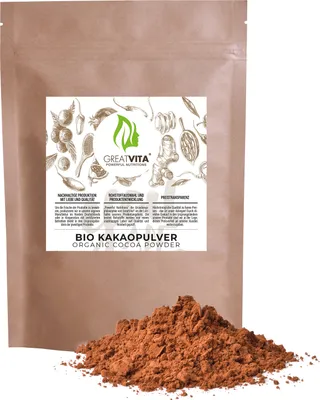 Produktbild von GreatVita Kakaopulver 800g - Bioqualität | rohes Pulver ideal für Getränke und als Backzutat