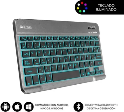Image de Subblim Smart Backlit Wireless Bluetooth Compact Keyboard/ Grey