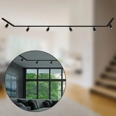 Immagine prodotto di Sistema a binario Briloner Rail, set completo, 6 faretti GU10, orientabili, girevoli, nero, 4,5 m