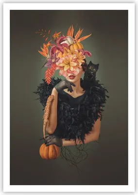 Produktbild von Poster - Poster ohne Rahmen - Frau Katze Blumen - 70x100 cm - Wand Bild - Wanddeko - Wandbilder - Kunstposter - Wandposter - Bilder - Kunstdruck - Wanddekoration - Wandbild - P2XPA70x100-4825