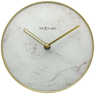 Obrázek produktu pro NeXtime Marble, Tabulka, Hodiny, Kulatý, Zlato, Bílá, Sklo, Kov, Analog