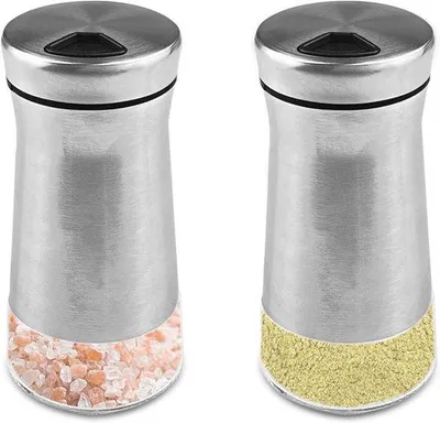 Produktbild von Famanu Gewürzgläser mit drehbarem Deckel - transparent - Set von 2 - für Gewürze, Salz, BBQ - Küche und Grill