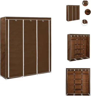 Image de vidaXL Armoire avec compartiments et tringles Marron 150x45x175cm Tissu - Armoires à vêtements