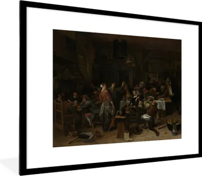 Produktbild von MuchoWow® Gerahmtes Poster Prinsjesdag - Jan Steen 80x60 cm - Poster mit Schwarzem Bilderrahmen Wandposter Rahmen Foto Bilder - Schlafzimmer-Dekorationen - Fotoposter