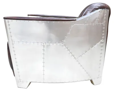Immagine prodotto di Vera pelle design poltrona vintage cromata poltrona design aeroplano pelle aviatore