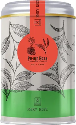 Produktbild von Mary Rose - Polyurethanerh Tee Rose Hagebutte in Dose 50g - Fermentiert, Erdiger Geschmack, Blumige Rosenblütennote - Einzigartiger Genuss