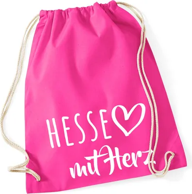 Produktbild von Huuraa Turnbeutel Hesse mit Herz 12 Liter Fuchsia Baumwolle Rucksack Geschenkidee