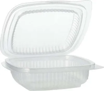 Produktbild von Verpackungsbecher mit Klappdeckeln, PP rechteckig 150 ml 4 cm x 11,5 cm x 12 cm transparent