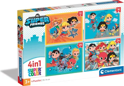 Image de Clementoni Puzzle 4 en 1 SuperKolor DC Superfriends 21520