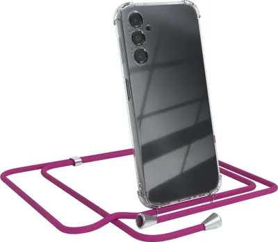 Produktbild von EAZY CASE Handykette kompatibel mit Samsung Galaxy A14 5G, Handyhülle mit Umhängeband, Handykordel, Schutzhülle Clear, Band in Rosa