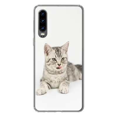 Produktbild von MuchoWow® Handyhülle Schutzhülle Hülle für Huawei P30 Kitten - Weiß - Sohle - Mädchen - Kinder - Jungen - Kind Silikon Softcase Handy Hülle - Kartenbesitzer