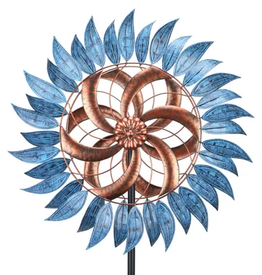 Windspinner, 6,23 ft, Metall, 18 Rotorblätter, kinetisch, braun