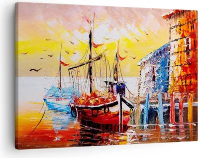 Produktbild von Bild auf Leinwand - Leinwandbild - Boot Segel Meer - 70x50cm - Wand Bild - Wanddeko - Wandbilder - Leinwanddruck - Bilder - Kunstdruck - Wanddekoration - Leinwand bilder - Wandkunst - AA70x50-3435