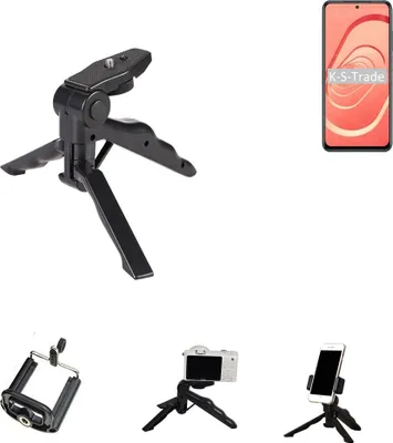 Produktbild von K-S-Trade Stativ Tisch-Ständer Dreibein Handy-Stativ Ständer kompatibel mit Xiaomi Redmi Note 10 Mini-Stativ Smartphone Tripod Handy-Stativ aus