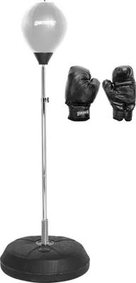 Produktbild von SPORTINATOR Punchingball Boxstand inkl. höhenverstellbarer Stange & Boxhandschuhen – Standbox-Trainer für Zuhause, ideal für Anfänger | grau | STR-109